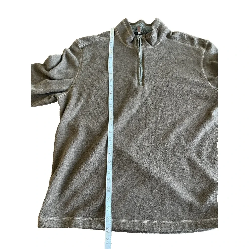 G.H. Bass & Co Men's Quarter Zip Fleece‎ Pullover Polyester Brown Size XXL 2XL